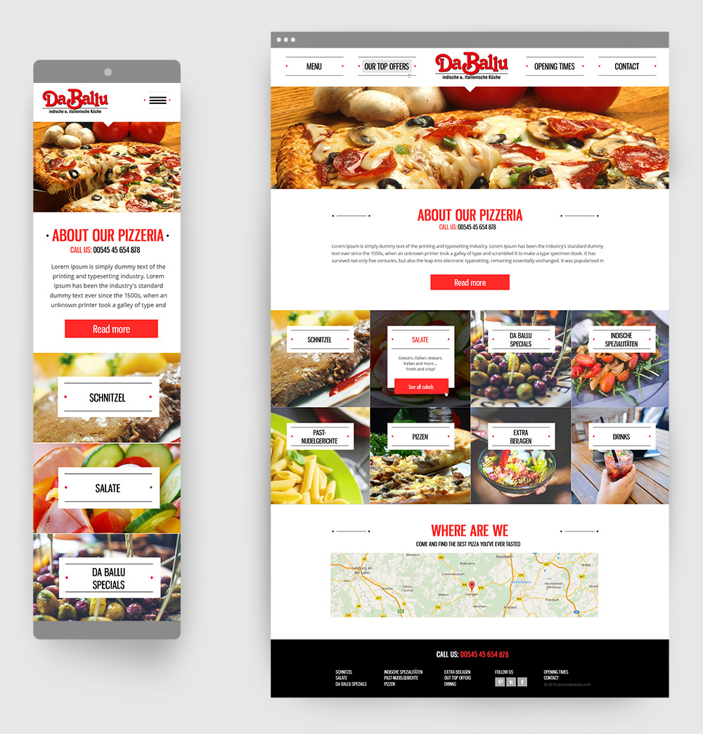 spletna stran: pizzeria daballu